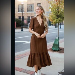 Dress up brown midi dress